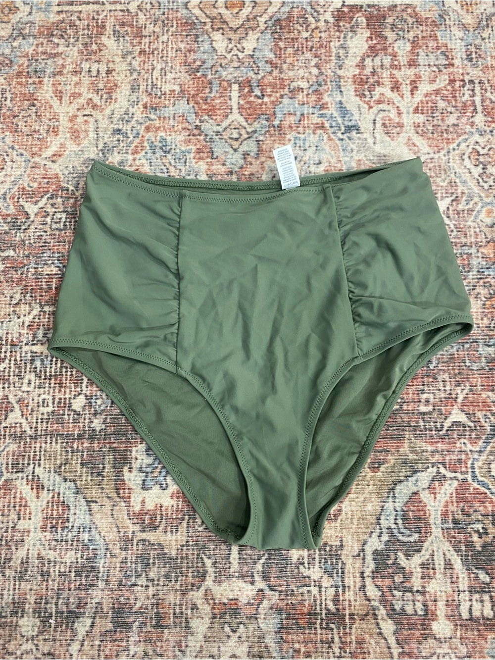 Aerie NWT olive green high waisted full coverage bikini bottom L modest beach